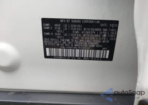 2023 Subaru Outback Limited from USA, damaged, VIN 4S4BTANC7P3180347